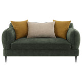 Jade Chenille Upholstered Modern Track Arm Loveseat Green