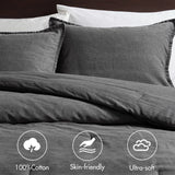 Twill Stone Washed Cotton Comforter Set, Grey
