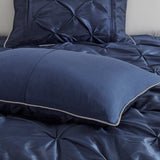 Silky Tufted 7-Piece Comforter Set, Navy Blue