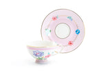 Pink Flower Garden 7oz Porcelain Tea Cup Set