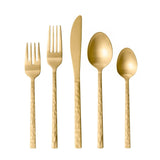 Arezzo Hammered Brushed Gold 5pc Place Setting