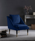 Elegante Velvet Accent Chair – Stylish Contemporary Seating with Chic Gold-Capped Legs for Elegance