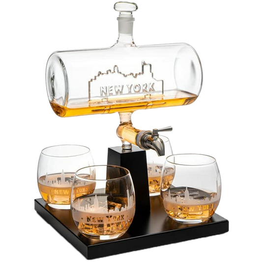 Wine & Whiskey Decanter Set 1100ml with 4 Whiskey Glasses