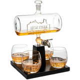 Wine & Whiskey Decanter Set 1100ml with 4 Whiskey Glasses