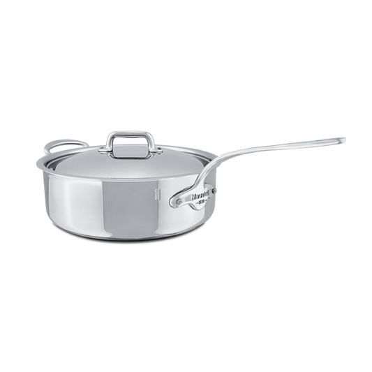 Mauviel M'COOK 5-Ply Saute Pan With Lid With Helper Handle, Cast Stainless Steel Handle, 6.2-Qt
