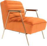 Woodford Modern Accent Chair with Channel Tufted Design, Wood Arms & Gold Legs for Stylish Living Spaces