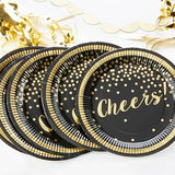 Gold Foil Cheers Party Paper Plates Set of 8