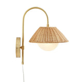 Wholesale Rattan Weave Gold Plug-in Wall Scone Light