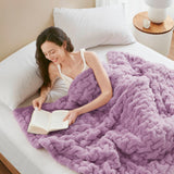 Soft Ruched 50x60" Throw Blanket, Purple