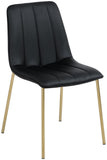 Isla Contemporary Dining Chair Set - Luxurious Upholstery, Channel Tufted Back & Gold Legs