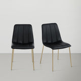 Isla Contemporary Dining Chair Set - Luxurious Upholstery, Channel Tufted Back & Gold Legs