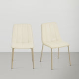Isla Contemporary Dining Chair Set - Luxurious Upholstery, Channel Tufted Back & Gold Legs