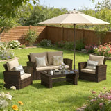 4-Piece Wicker Outdoor Patio Conversation Set with Cushions