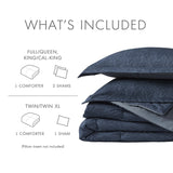 Chambray Denim Inspired Comforter Set, Navy, Twin/Twin XL