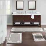 High Pile Bordered Bathroom Rug, Grey