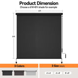Outdoor Roller Shades For Patio, 8' W X 8' L