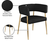 Creston Dining Chair: Elegant Upholstered Design with Luxurious Brushed Gold Frame for Modern Spaces