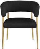 Creston Dining Chair: Elegant Upholstered Design with Luxurious Brushed Gold Frame for Modern Spaces