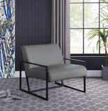 Industry Faux Leather Accent Chair - Contemporary Comfort with Sturdy Matte Black Frame Design