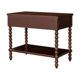 26"H Large Turned Wood Spindle Nightstand, Morocco Brown