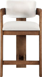 Sacha - Velvet Stool With Brown Base