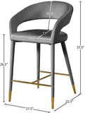 Destiny Contemporary Stool - Luxurious Velvet Upholstery with Elegant Gold Tipped Legs for Comfort