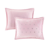 Metallic Hearts 4-Piece Comforter Set, Pink
