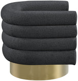 Tessa Contemporary Swivel Accent Chair with Deep Channel Tufting and Stylish Gold Base Design