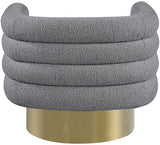 Tessa Contemporary Swivel Accent Chair with Deep Channel Tufting and Stylish Gold Base Design