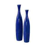 Cobalt Blue Glaze Ceramic Vases - Set of 2