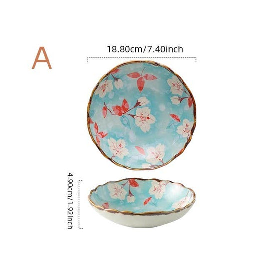 Ceramic Floral Design Dinner Plate Set