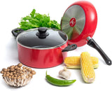 Moss & Stone 3-Piece Red Nonstick Cookware Set
