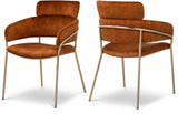 Yara Velvet Dining Chair Set - Luxurious Comfort with Brushed Brass Frame for Modern Dining Spaces