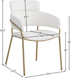 Yara Faux Leather Dining Chair Set - Modern Cream Upholstery with Sturdy Iron Frame & Brass Accents