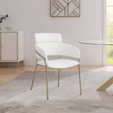 Yara Faux Leather Dining Chair Set - Modern Cream Upholstery with Sturdy Iron Frame & Brass Accents