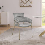 Yara Velvet Dining Chair Set - Luxurious Comfort with Brushed Brass Frame for Modern Dining Spaces