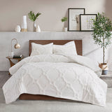 Tufted 3-Piece Comforter, Duvet Cover Set, White