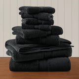 Antibacterial Spa-Like 8-Piece Bathroom Towel Set, Black