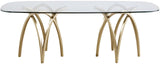 Madelyn Glass Dining Table with Brushed Brass Finish and Sturdy Iron Frame for Modern Elegance