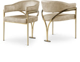 Madelyn Contemporary Velvet Dining Chairs - Luxurious Comfort with Brushed Brass Finish - Set of 2