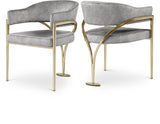 Madelyn Contemporary Velvet Dining Chairs - Luxurious Comfort with Brushed Brass Finish - Set of 2