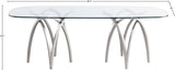 Madelyn Glass Dining Table with Brushed Brass Finish and Sturdy Iron Frame for Modern Elegance