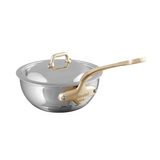 Mauviel M'COOK B 5-Ply Chef Pan With Lid, Brass Handle