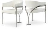 Madelyn Contemporary Dining Chair Set of 2 - Stylish Faux Leather with Brushed Brass Accents
