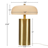 Textured Ceramic Table Lamp with Dome Glass Shade, Gold