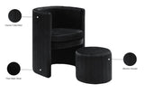 Selena Velvet Contemporary Accent Chair and Ottoman Set - Chic Barrel Design with Tufted Elegance