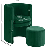 Selena Velvet Contemporary Accent Chair and Ottoman Set - Chic Barrel Design with Tufted Elegance
