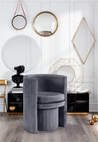Selena Velvet Contemporary Accent Chair and Ottoman Set - Chic Barrel Design with Tufted Elegance