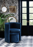 Selena Velvet Contemporary Accent Chair and Ottoman Set - Chic Barrel Design with Tufted Elegance