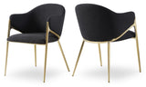 Nial Contemporary Dining Chair Set - Modern Boucle Fabric, Gold Brushed Brass Finish, Iron Frame